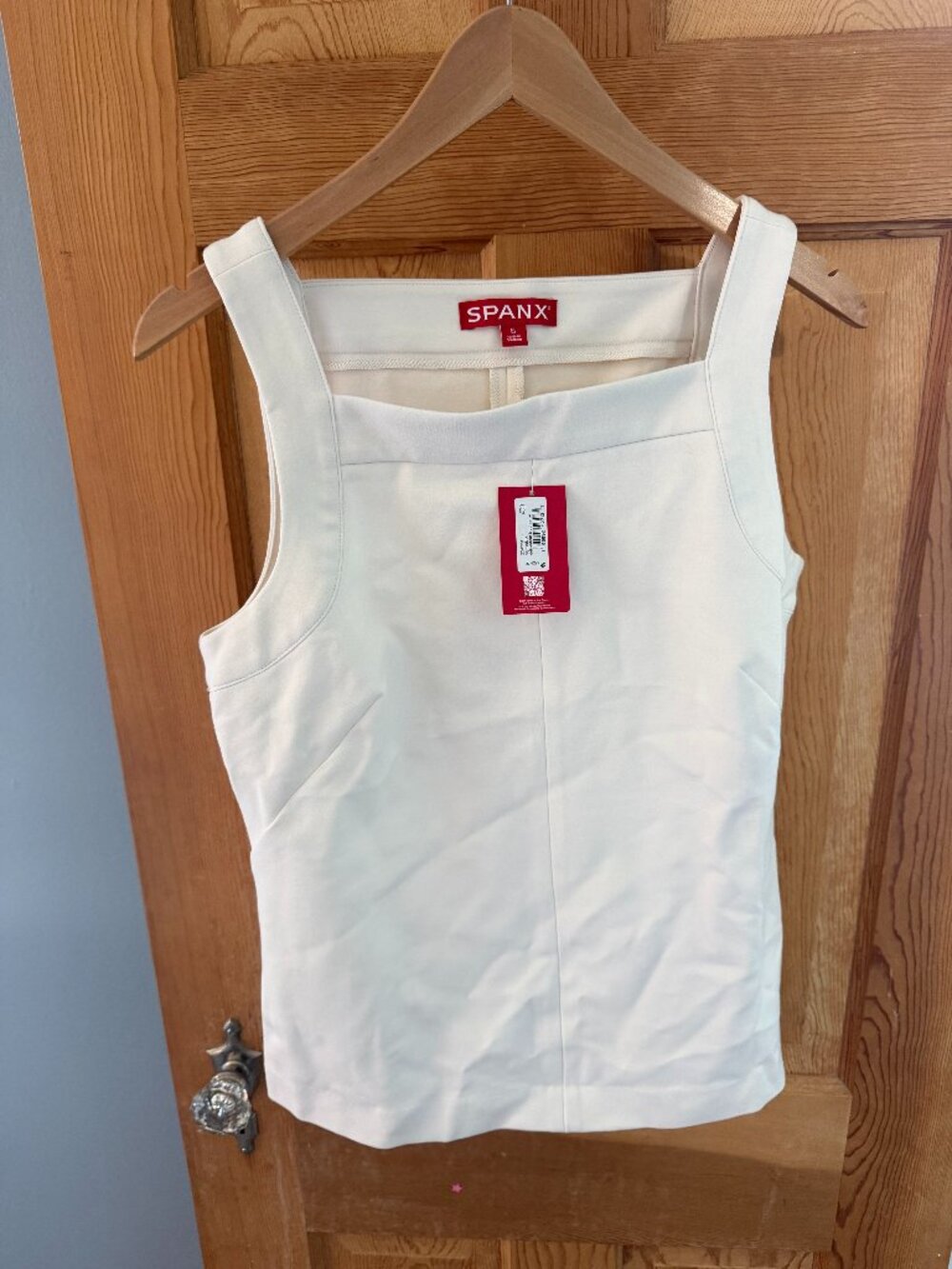 NWT SPANX Ponte Square Neck Tank Ivory Small
